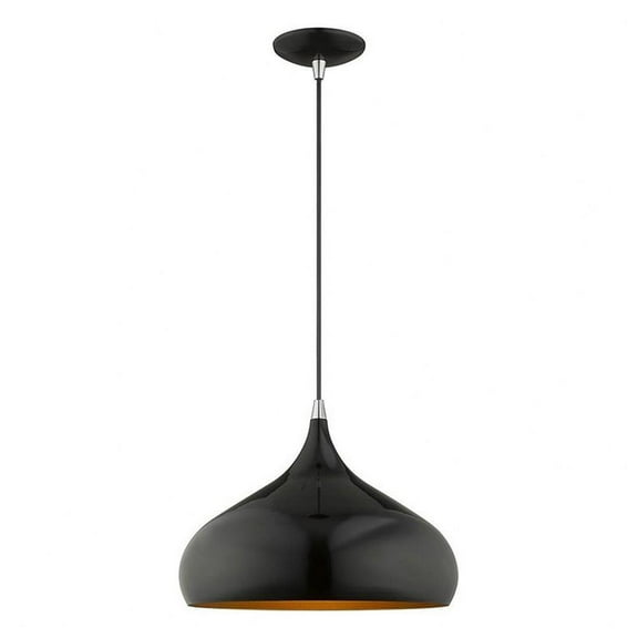1 Light Mini Pendant in Coastal Style 13.75 inches Wide By 15 inches High-Shiny Black Finish Bailey Street Home 218-Bel-3110415