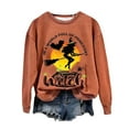 thumbnail image 2 of Sixuan Halloween Sweatshirt, Long Sleeve Shirts for Women Fall Fashion 2024 Hoodies, Women'S Fashionable Casual Letter Printed Round Neck Top Sweatshirt, 2 of 4