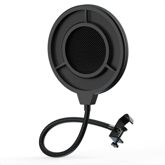 Woeilo Pop Filter For Microphone, Mic Pop Filter Mesh Isolation Shield Compatible With And Any Other Mic, Dual Layered microphone pop filter shield with Flexible 360° Gooseneck Clip