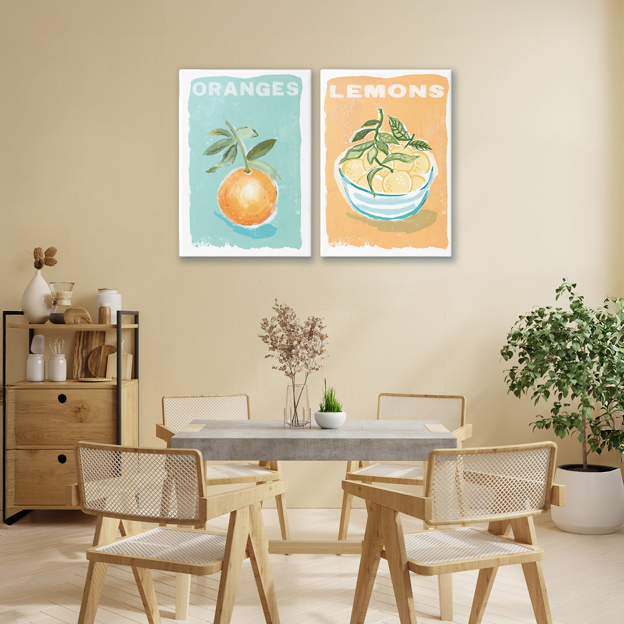 Stupell Industries Citrus Twist Motif 2 Piece Canvas Wall Art Set, design by Chad Barrett