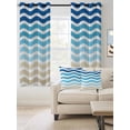 thumbnail image 2 of Fsddascl Blue Brown Stripes Blackout Curtains for Bedroom/Living Room, Thermal Insulated Kitchen Curtains, Abstract Geometric Ombre Wave Stripe Grommet Darkening Window Treatment Drapes 42"x45"x2, 2 of 8