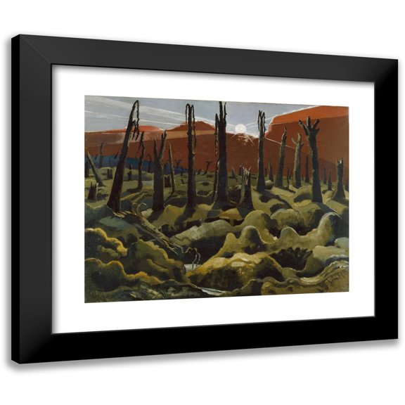 Paul Nash 14x12 Black Modern Framed Museum Art Print Titled - We Are Making a New World (1918)