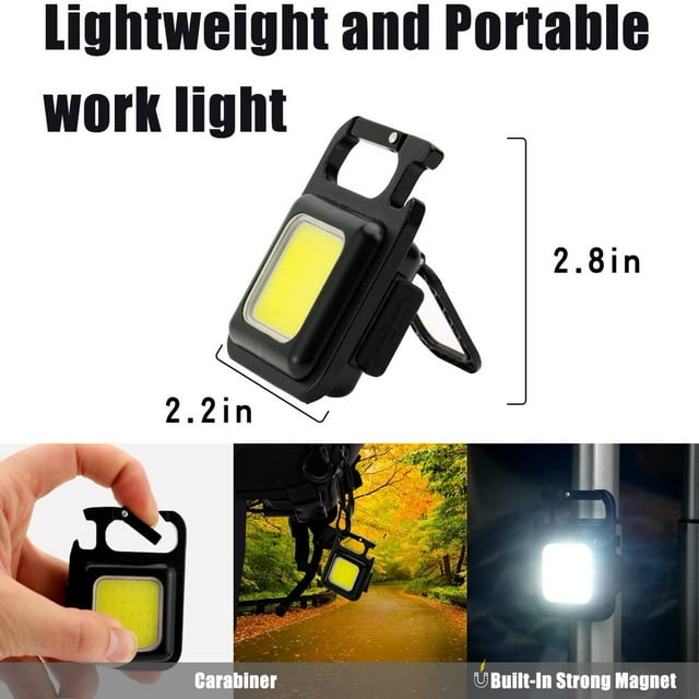 Small LED Flashlight 800 Lumens Rechargeable Keychain Mini Flashlight 3 Light Modes Folding Bracket Bottle Opener and Magnet Base
