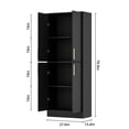 thumbnail image 4 of 71" Tall Kitchen Pantry Storage Cabinet, Pantry Cabinet with 4 Doors, Freestanding Larder Cupboard, Kitchen Hutch with Gold Handles for Dining Room, Bathroom, Black, 4 of 8