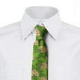 thumbnail image 2 of Leaves Necktie, Frangipani Flowers Cartoon, Dress Tie, 3.7", Lime Green and Peach, by Ambesonne, 2 of 3