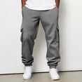 thumbnail image 3 of IAJDKMEK Men's Fleece Lined Cargo Pants Jogger - Drawstring Elastic Waist Tapered Cuffed Four Pockets Solid Color Sweatpants for Men Workout,Gray XL, 3 of 9