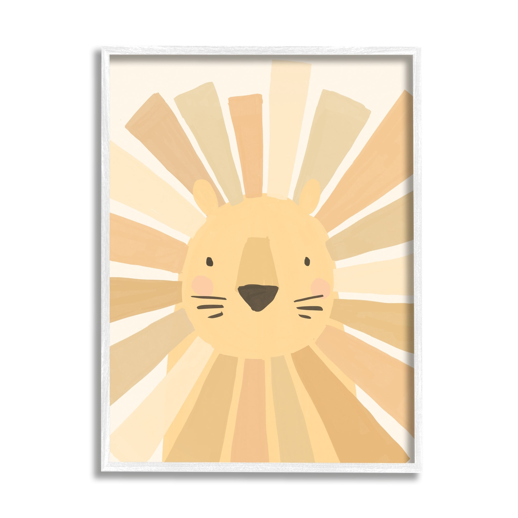 Stupell Industries Lion Quirky Striped Mane Soft Yellow Portrait Framed Wall Art, 16 x 20, Design by Heather McLaughlin
