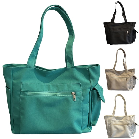 Modstep Women's Large Tote Bags with Side Pockets Foldable Top Handle Shoulder Purse Zipper Handbag for Travel Work Beach Gym Black