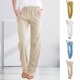 thumbnail image 3 of YellowXLPantalones palazzo de pierna ancha para mujer Pantalones sueltos de lino con cordón Pantalones cortos, 3 of 5