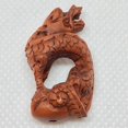 thumbnail image 5 of Hand Carved Fierce Dragon Boxwood Ojime/Netsuke Bead | 33x17x11mm | Brown | 1 Beads, 5 of 7