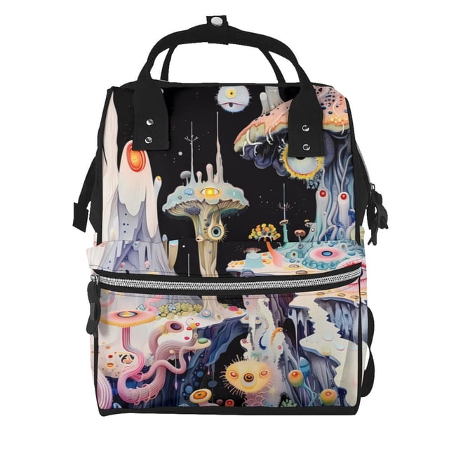 Easygdp Cute Mushroom Landscape para Bolsa de Bebé de Gran Capacidad con Múltiples Bolsillos, Bolsa de Pañales para Padres, Bolsa de Viaje Organizada y Elegante