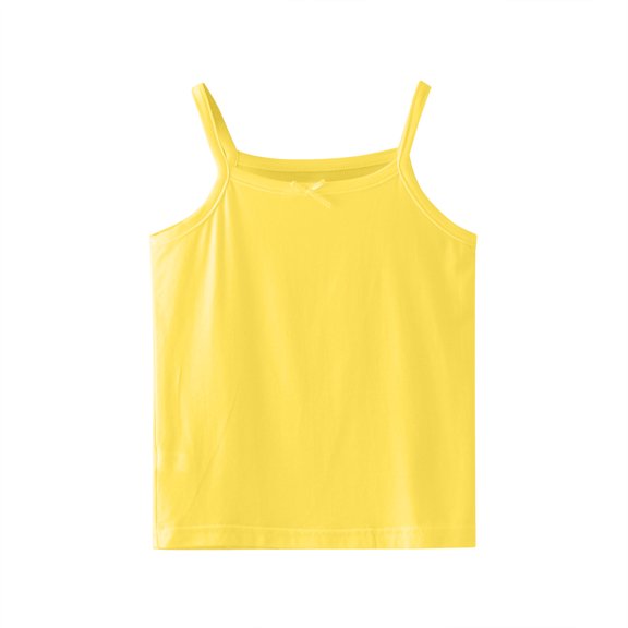 Ruyang Toddler Girls Solid Cami Tank Top Sleeveless Bow Spaghetti Strap Basic Tees Summer Stretchy Lightweight Outdoor Athletic Vests