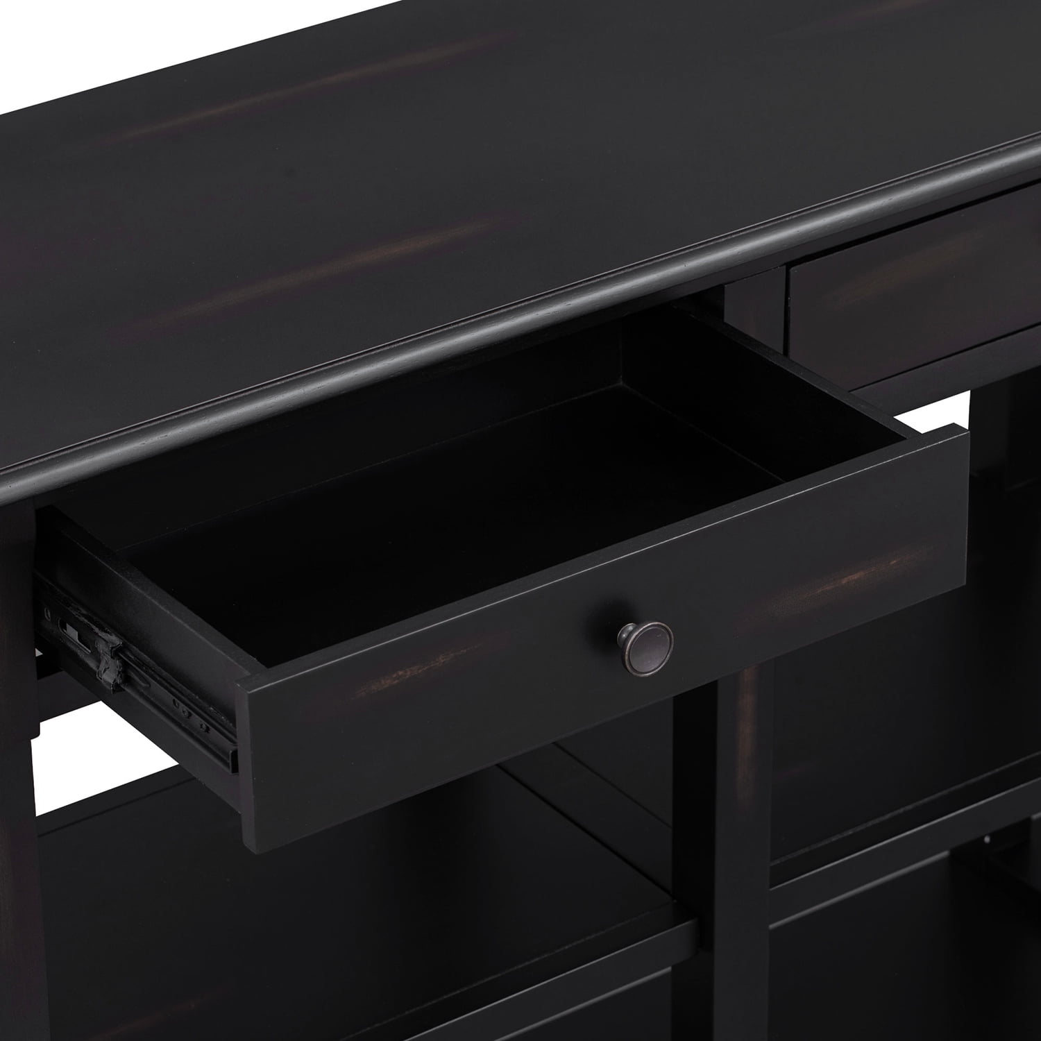 Kadyn Retro Console Table, Solid Wood Sofa Table with Open Shelves and Drawers, Modern Sideboard Console Table for Living Room, Espresso Kadyn Retro Console Table, Solid Wood Sofa Table with Open Shelves and Drawers, Modern Sideboard Console Table for Living Room, Espresso