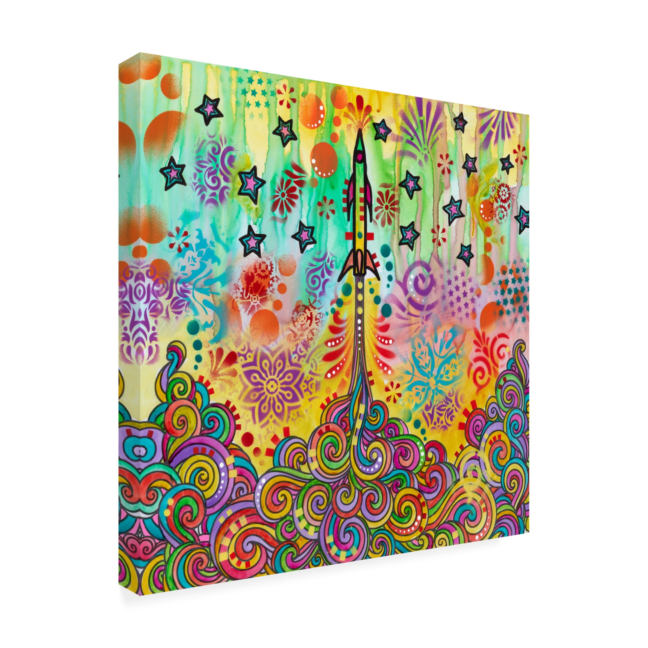 Canvas Wall Art - Dean Russo 'Rocketship' Wall Art for Living Room, Bedroom, or Office Décor by Trademark Fine Art - 14 x 14 Inches