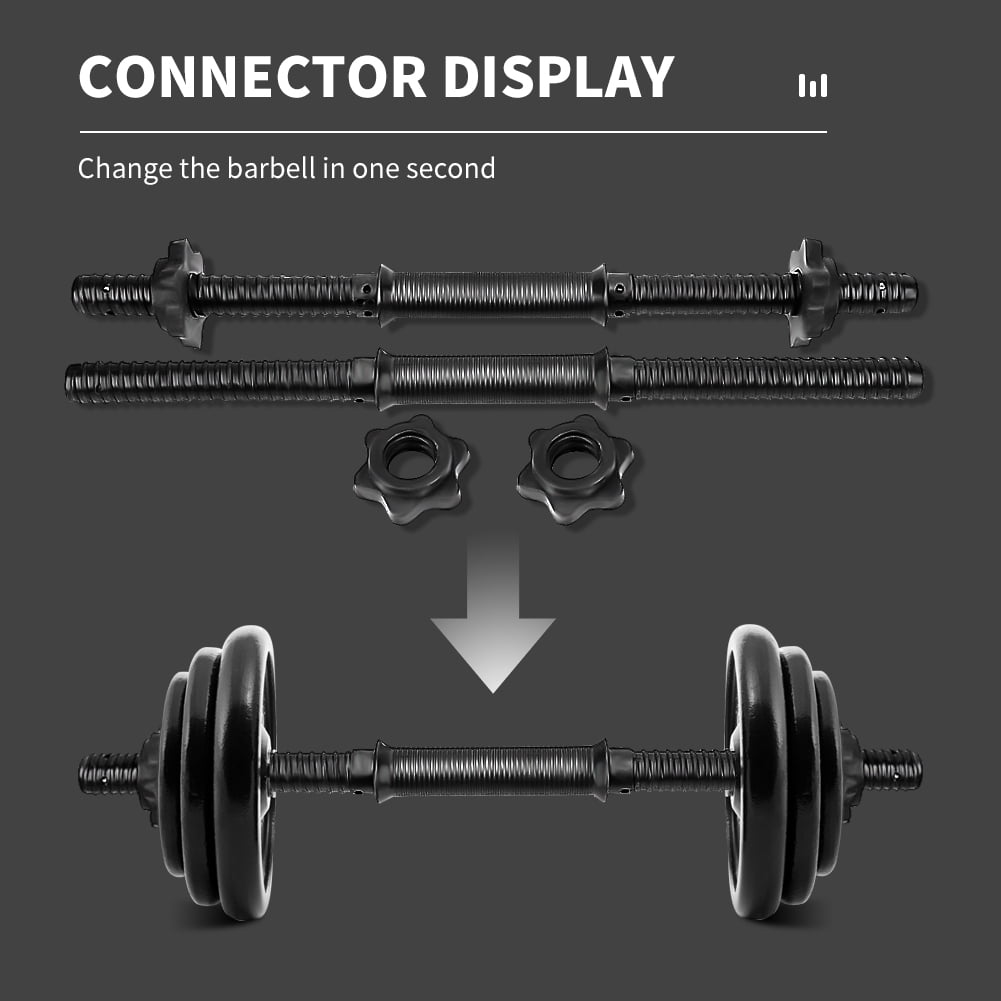 Greensen 2Pcs/Set Gym Home Training Dumbbell Bars Weight Lifting Handles with 4 Spinlock Collar