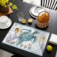 thumbnail image 3 of Coastal Turtle Placemats Set of 6, Nautical Starfish Coral Jellyfish Stripes Placemats for Dining Table, Place Mats for Kitchen Tabletop, Waterproof Wipeable Dining Table Mats Set, 3 of 9