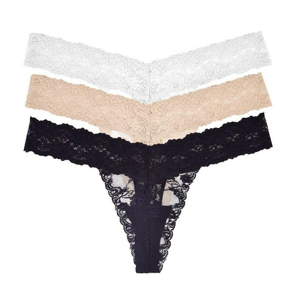 Tangas Ilusion para Mujer de Encaje Paquete de 3 Piezas