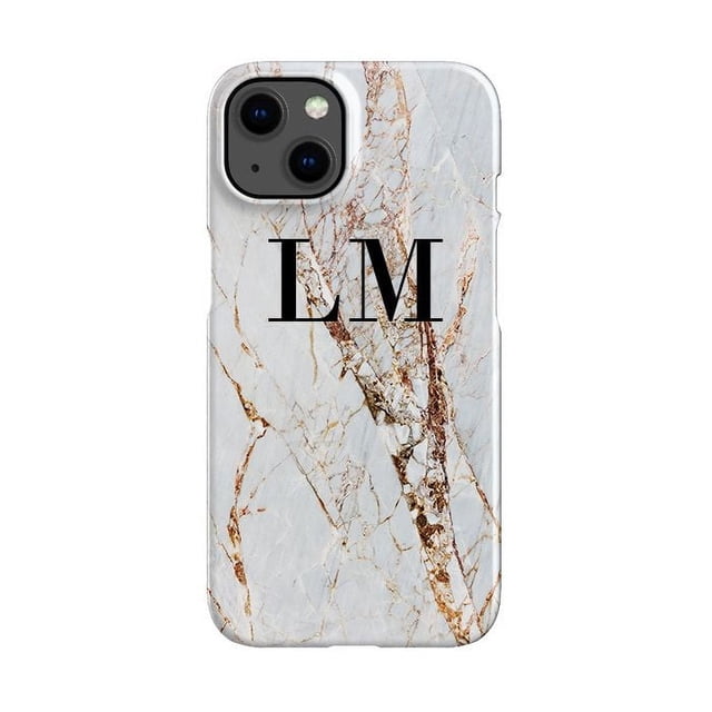 Personalised Cracked Marble Initials iPhone 14 Case, iPhone 13 Pro Max