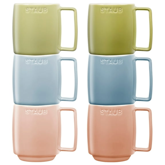 Staub Ceramic Dinnerware 6-pc 12 oz. Mug Set - Macaron Pastels
