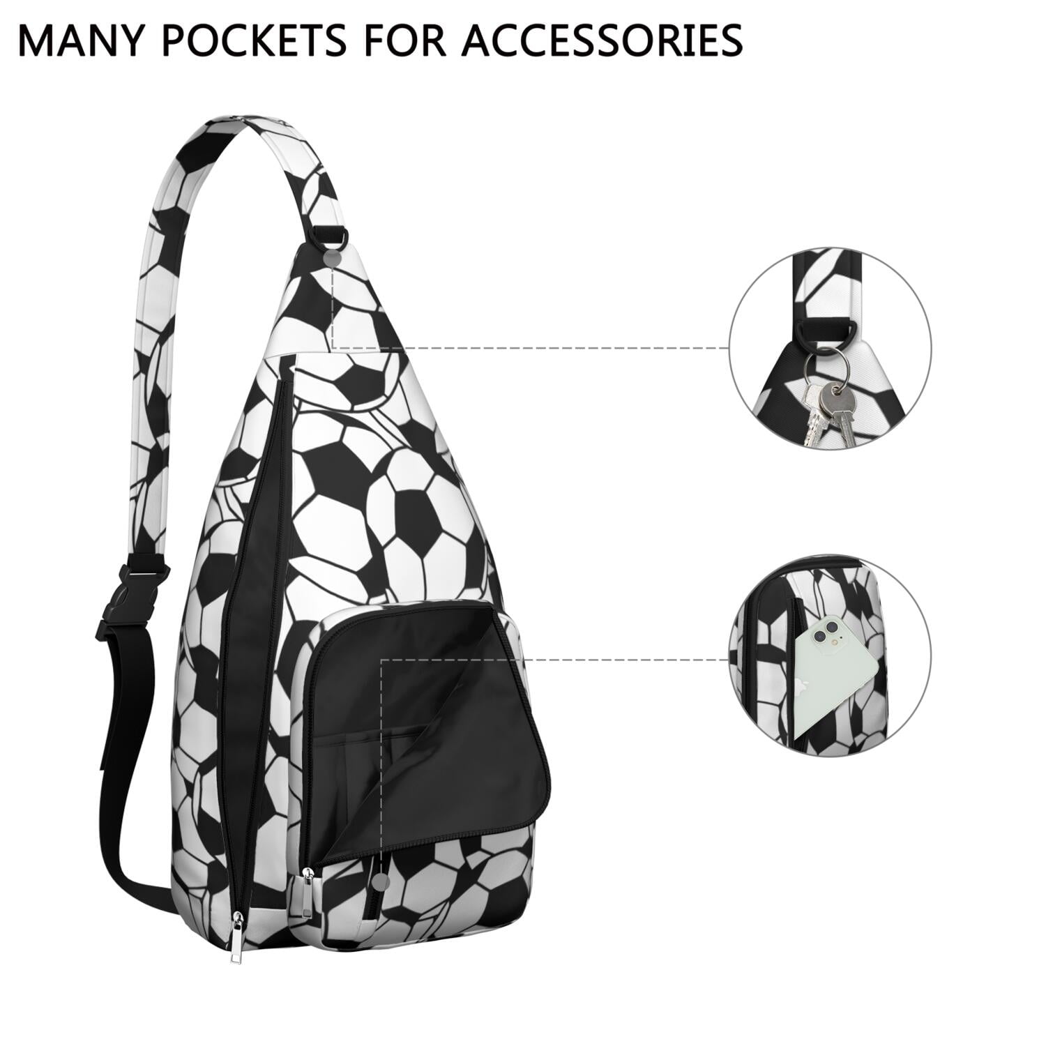Sports Sling Backpack - Baseball, Football, Soccer, Basketball Print – Lightweight Crossbody Bag for Hiking, Gym, Travel – Athletic Gift for Sports Lovers