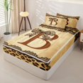 thumbnail image 3 of Homewish Bow Monogrammed B Zipper Twin Comforter Sets with Fitted Sheet and 2 Pillowcases for Kid, Fashion Cheetah Print Zipper Bedding Set, Reversible, 4pcs, 3 of 6
