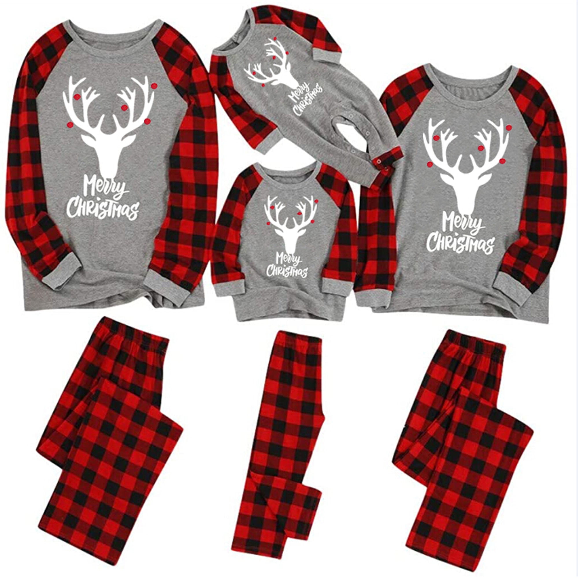 Kehen Family Matching Christmas Pajamas Set Sleepwear Jumpsuit Hoodie Xmas Deer Onesie Pjs Holiday Pajamas 