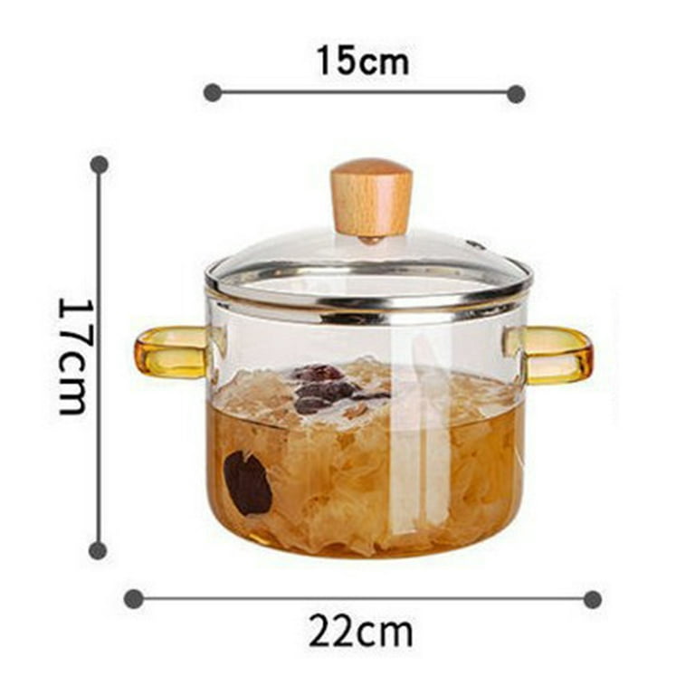 Glass Cooking Pot with Lid - 2L(68oz) Heat Resistant Borosilicate Glass  Cookware Stovetop Pot Set - Simmer Pot with Cover Safe for Soup, Milk, Baby