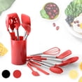thumbnail image 1 of Juego de utensilios de cocina de silicona 14 Uds. libre de BPA seguro Turner Tong espátula cuchara batidor de huevos para, 1 of 8