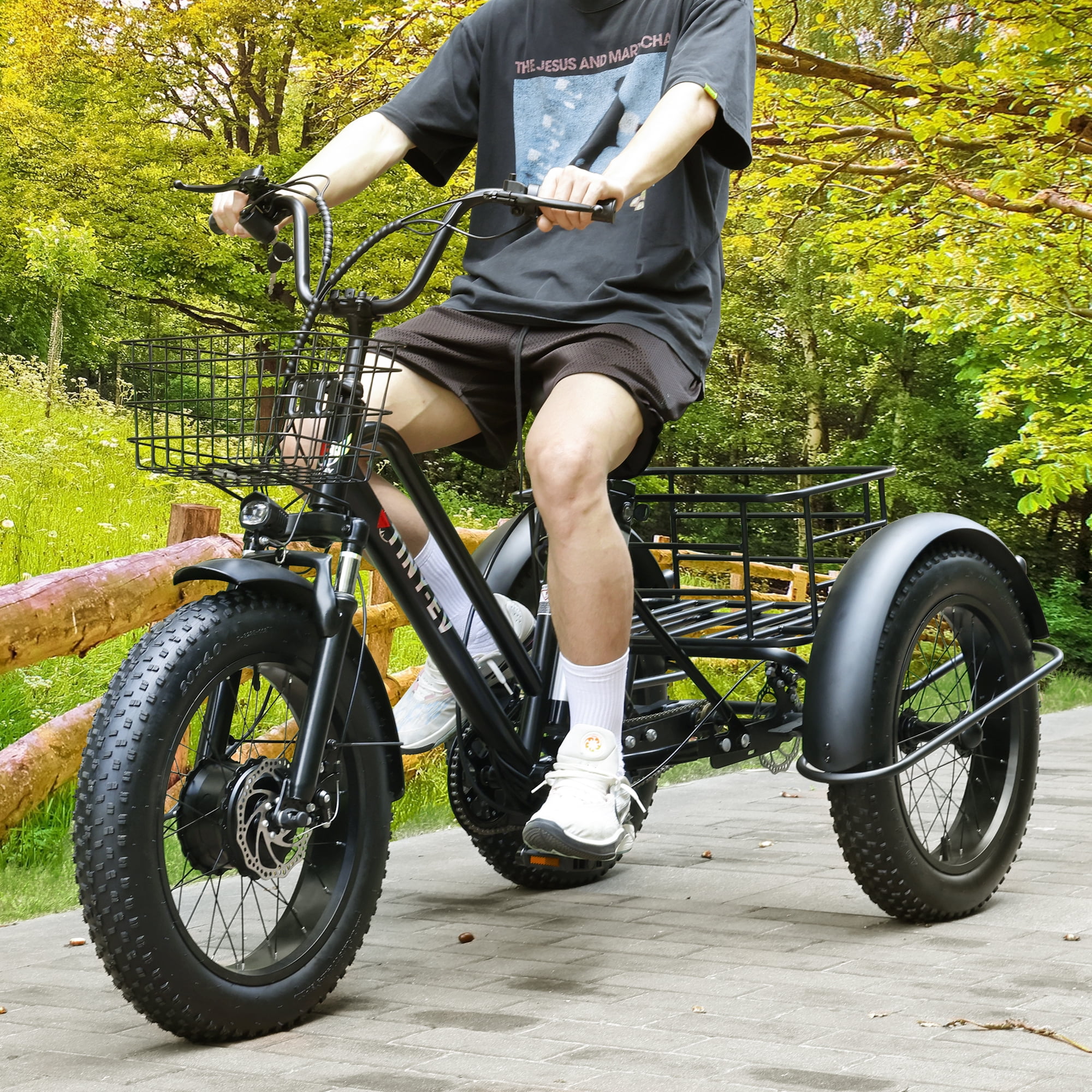 ARTUDATECH Electric Trike for Adults, 500W Motor, 3 Wheel Electric Bike with 25-mile Long Range, Dual Disc Brake, Fat Tire e trike with 48V 13Ah Battery