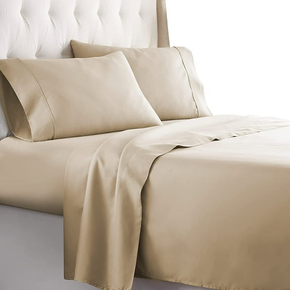 HC Collection 1800 Series Egyptian Quality 4 Piece Bed Sheet and Pillowcase Set, Double Brushed Microfiber Bedding, California King, Taupe