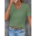 thumbnail image 5 of Women'S Casual Blue Top with Geometric Cutout Design - Loose Fit, V-Neck, Short Sleeve Sweater for Spring and Summer, Versatile and Stylish, 5 of 7