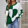 thumbnail image 6 of Herrnalise Women's Knitted Crop Tops Round-Neck Sweater Loose Autumn And Winter Long Sleeve Sweater Love Stitching Leisure Pullover Jumper Sweaters, 6 of 9