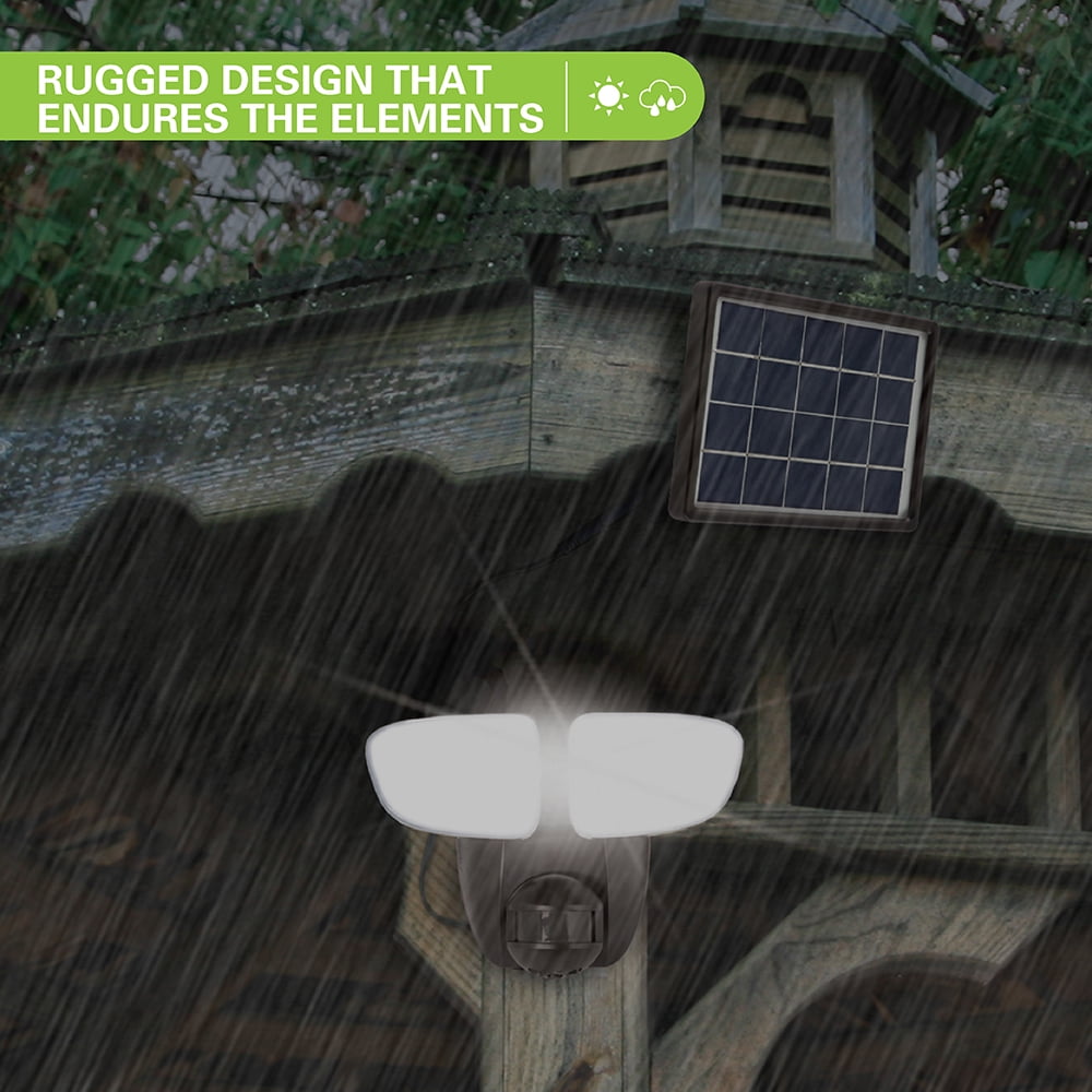 Halo Solar Outdoor LED Twin Head Flood and Security Light 180 Degree Motion Sensor 1500 Lumens