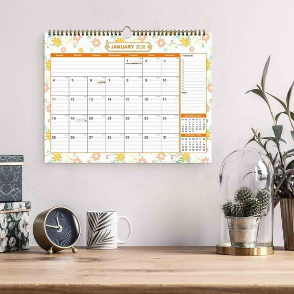 Upgraded 2026 Calendar,2026 Wall Calendar 12 Months from Jan. 2026 - Jun. 2027, Monthly Wall Calendar 2026 Large, 15" x 11.8", Spiral Binding, Holidays,Thick Paper, Beautiful Flowers Design B