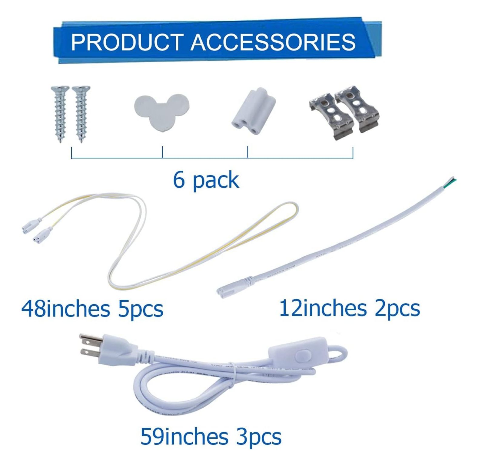 6 Pack LED Shop Light Fixture, 4FT 24W 6000K Daylight White Clear Cover Linkable Beer Cooler Light, T8 LED Integrated Tube Lights with On/Off Plug Cable for Garage,Work and Workshop
