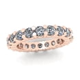 thumbnail image 2 of Natural 3.00Ct Round Cut Diamond Classic Shared Prong Women's Anniversary Wedding Eternity Band Ring Solid 18k Rose Gold G SI1, 2 of 3