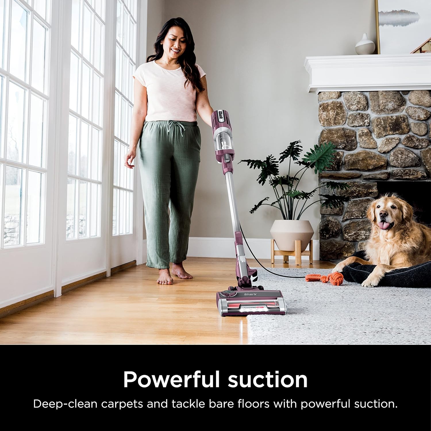 Restored Shark HZ702 Ultralight PetPro Corded Stick Vacuum with PowerFins HairPro Odor Neutralizer Technology, Wine Purple, 0.37 L Capacity (Refurbished)