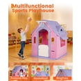 thumbnail image 3 of Casa de juegos de 49'' para niños – Interior y exterior, canasta de baloncesto y juego de aros, cabaña infantil, ideal para jardín o patio – Espaciosa y segura – Para 2-8 años – Color rosa y púrpura, 3 of 7