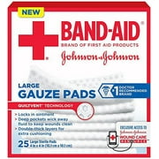 5 Pack - BAND-AID First Aid Large Gauze Pads, 4 in x 4 in, 25 Each