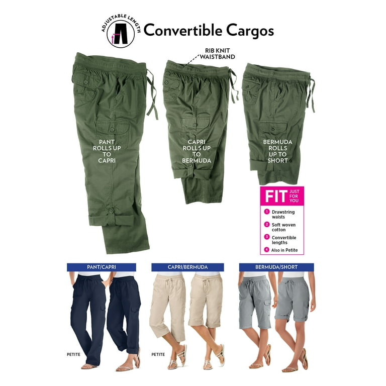 Woman Within Women s Plus Size Petite Convertible Length Cargo Pant Pant
