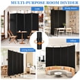 thumbnail image 7 of SUNALLY Rolling Room Dividers 6FT 4 Panel, Folding Privacy Screens with Lockable Wheels, 88" W Portable Wall Divider Room Separation for Porch Living Room Dorm Studio Office, Black, 7 of 7