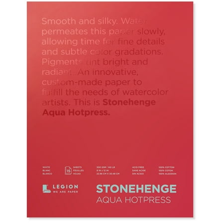 Legion Paper Stonehenge Aqua Block Watercolor Pad, Hot-Press, 9in x 12in