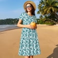 thumbnail image 4 of Disketp Teal turquoise shell para Vestido de Manga Corta para Mujeres, Vestidos de Verano para Mujeres, Casual y Holgado para la Playa, 4 of 6