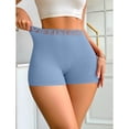 thumbnail image 6 of Siminsem Women's High Waist Yoga Shorts Letter Print Biker Shorts Tummy Control Breathable Stretchy Knit Active Wear Boyshorts Summer Shorts, Blue,M, 6 of 8