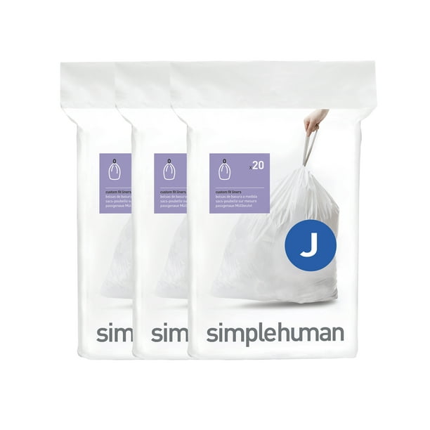 simplehuman Code J Custom Fit Drawstring Trash Bags in Dispenser Packs ...