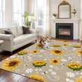 thumbnail image 2 of Large Area Rugs for Living Room Bedroom, Brown Yellow Sunflower 5'x8' Rug Washable Carpet Runner Indoor Outdoor, Summer Botanical Farmhouse Floral Non Slip Floor Mats Rug for Kitchen, Bathroom, 2 of 8