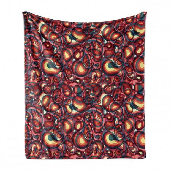 Paisley Soft Flannel Fleece Throw Blanket, Modern Paisley Pattern with in a Funky Inspired Graphic Design Print, Cozy Plush for Indoor and Outdoor Use, 60" x 80", Multicolor, by Ambesonne