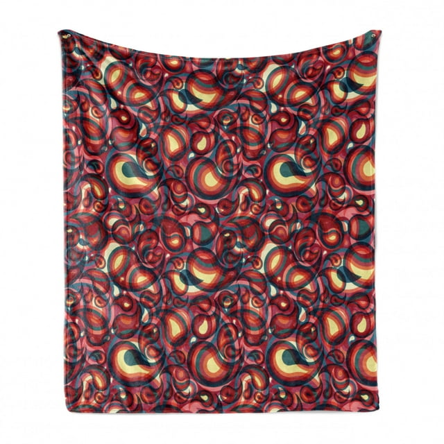 Paisley Soft Flannel Fleece Throw Blanket, Modern Paisley Pattern with in a Funky Inspired Graphic Design Print, Cozy Plush for Indoor and Outdoor Use, 50" x 60", Multicolor, by Ambesonne