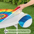 thumbnail image 5 of Colorful Tie Dye Mandala Pattern Round Fitted Tablecloth with Elastic Edge,Dining Table Cover Waterproof,Outdoor Round Tablecloth for Camping,Dining,Indoor and Outdoor, 5 of 7
