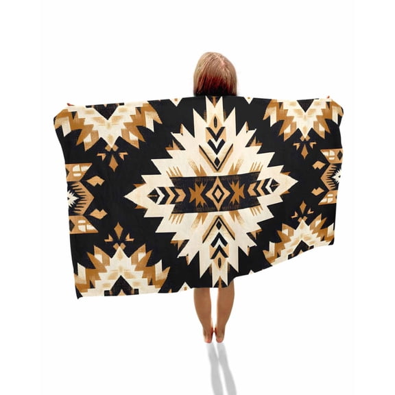 Southwestern Aztec Beach Towels Oversized Super Absorbent, Retro National Style Brown Abstract Lightweight Bath Towel Quick Dry Sets For Bathroom/Pool/Rv Camping/Beach Play/Gym Room/Picnic 30"x60"